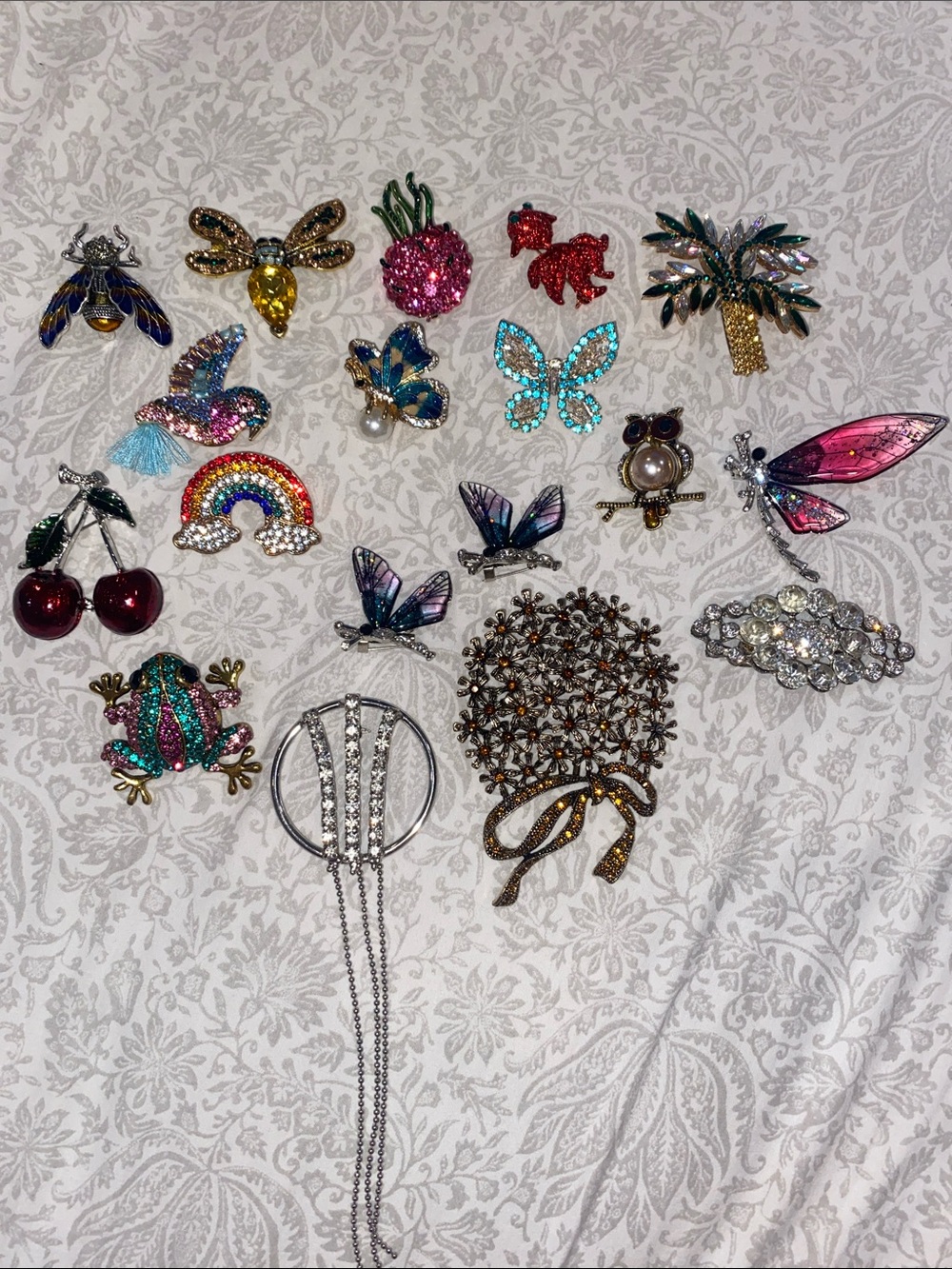 Assorted Pink, Blue and Multicolor Women's Jewelry Brooch Collection